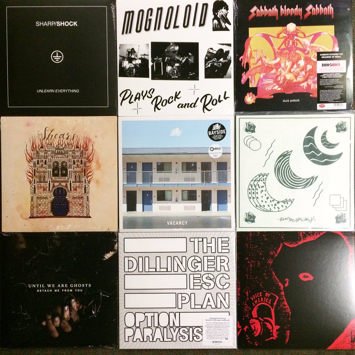 New LPs from <a href="/sharpshock/">Sharp Shock</a> Mongoloid <a href="/BlackSabbath/">BlackSabbath</a> Shears <a href="/BaysideBand/">Bayside</a> <a href="/HAPPYDIVING/">Happy Diving</a> <a href="/untilweareghost/">Until We Are Ghosts</a> <a href="/TDEP_/">DillingerEscapePlan</a>