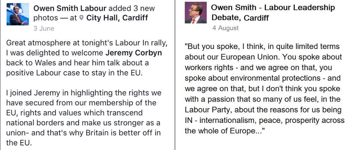 ToryFibs's tweet image. Owen Smith, Cardiff, 3rd June 2016.
Owen Smith, Cardiff, 4th August 2016.

That is all.