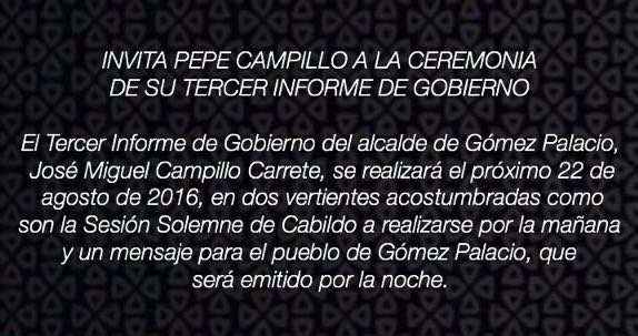 AnguloInforma's tweet photo. INVITA PEPE CAMPILLO A LA CEREMONIA DE SU TERCER INFORME DE GOBIERNO https://t.co/dan21CXA81