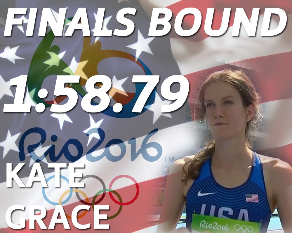 YaleTF_XC's tweet photo. Kate Grace runs a PR of 1:58.79 to advance to the 2016 Olympic Games 800m Final! Final on Saturday at 8:15PM ET! https://t.co/6QEHQsDvkO