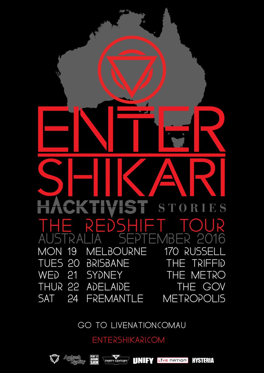 ENTERSHIKARI's tweet photo. Australia!! 🇦🇺🔻🇦🇺 
tickets 👉 https://t.co/F0EoHjty4c https://t.co/FBNQTkhVmo
