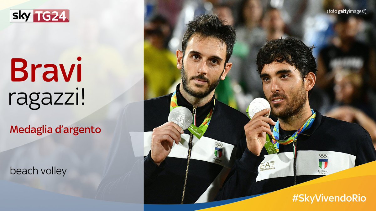 SkyTG24's tweet image. #Rio2016 Nella notte Lupo e Nicolai conquistano un #argent storico nel #beachvolleyball!  #SkyVivendoRio