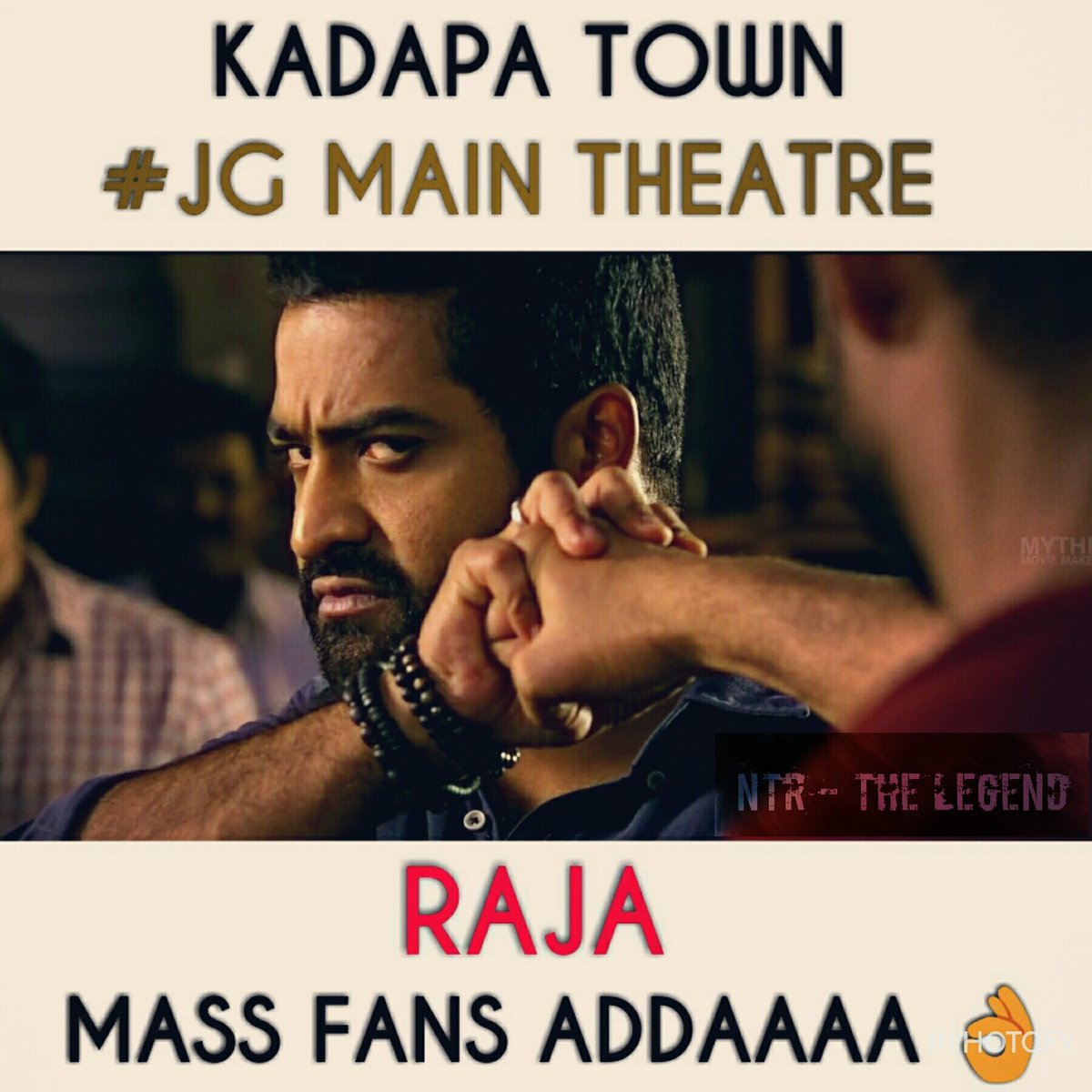 NTRTHELEGEND's tweet photo. #NTR #Maaassss
#Kadapa #Raja #Theatre 
B,C Centres ki Addaaa😎
@pushpakchowdary @BumchikSeenu 
@RaaviNtr @SophieesFan https://t.co/uXl6pWmxkl