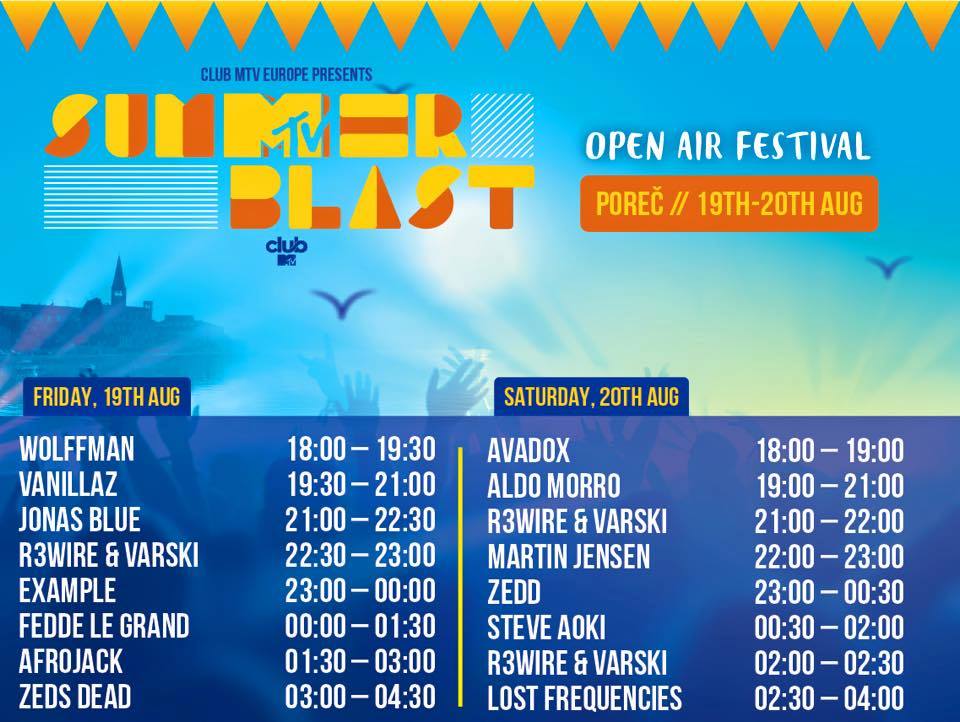 Today is the day! #MTVSummerblast officially starts at 6 PM and here is the full two-day schedule. See you in #Porec