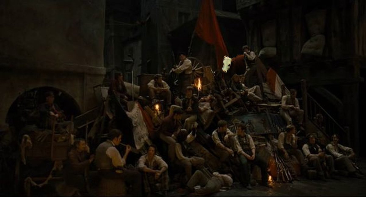 RevoMOOtion's tweet photo. Drink with us. #backgroundcow #lesmis https://t.co/OcskOEZhmI