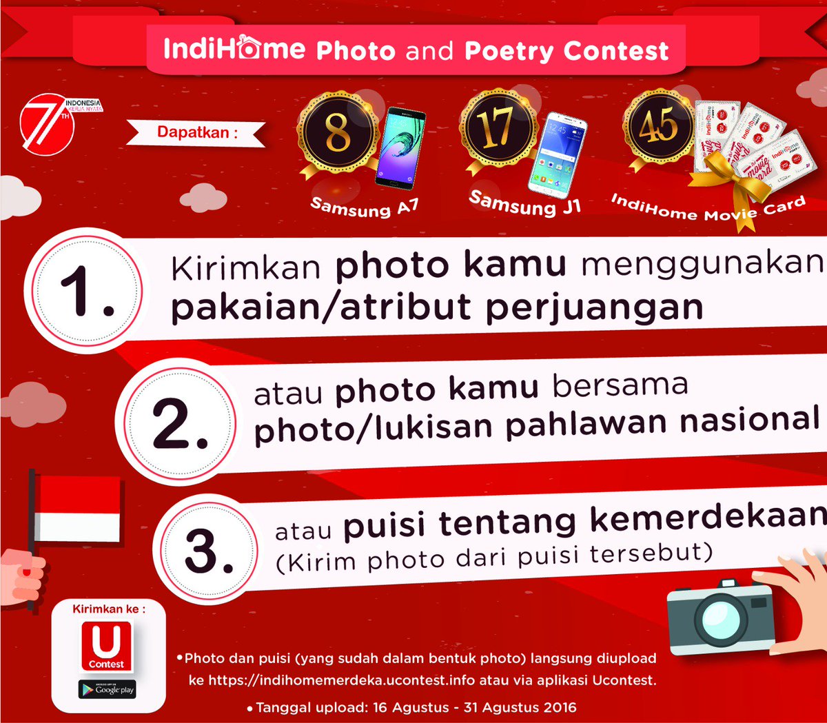 lukmanbari8's tweet photo. ayooo ikutan lombanya, liat noh hadiahnya lumayan ! #IndiHomeMerdekaContest https://t.co/Fh0QUxFlgP