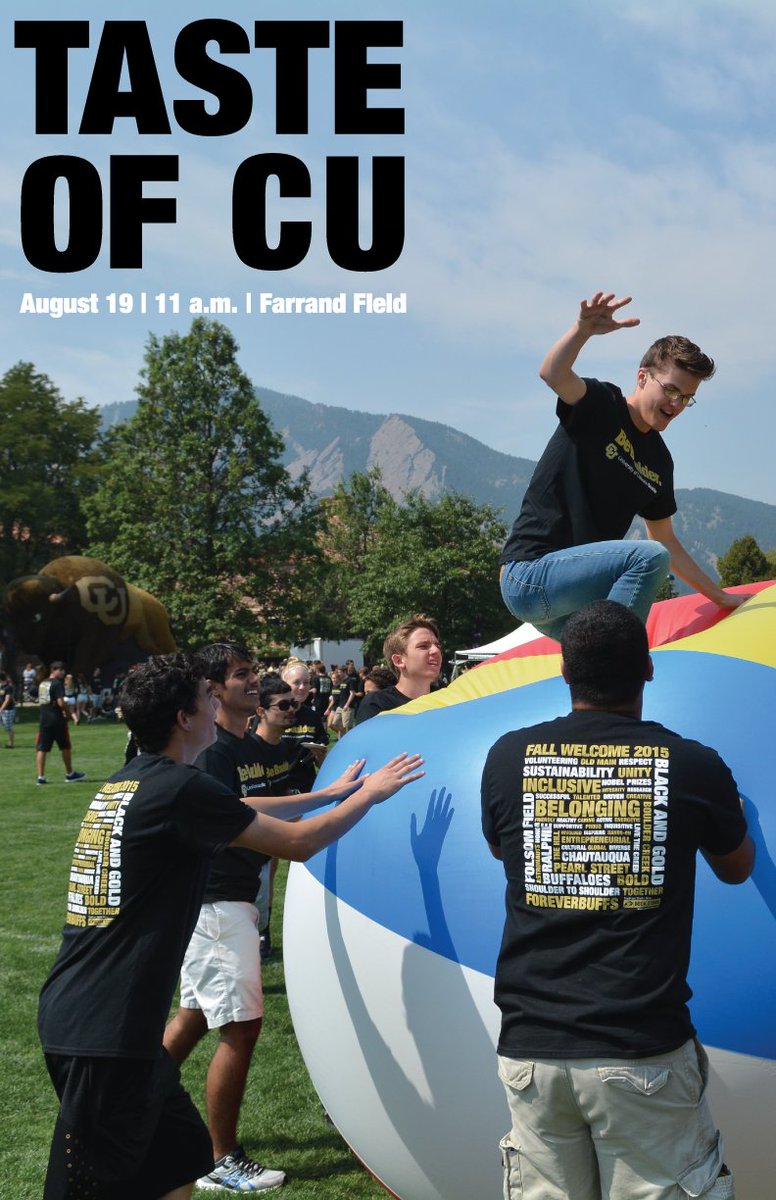 CUBoulderLife's tweet photo. Join us after Convocation tomorrow for Taste of CU! https://t.co/heIVXDfOTB #BoulderBound #CUBoulder #WHB2020 https://t.co/PUtUaNoXfl