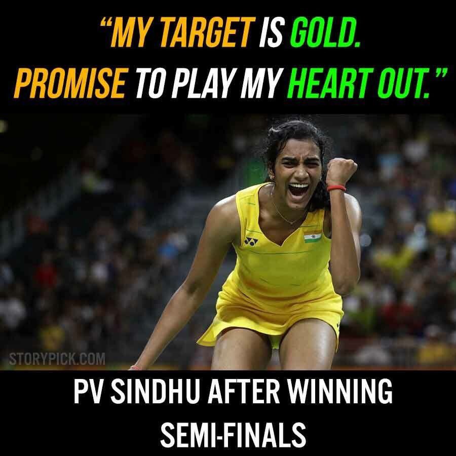 Congratulations <a href="/Pvsindhu1/">Pvsindhu</a> on entering the finals. Best wishes to for the final ✌🤘👏👊✨🏅
#JeetoRio