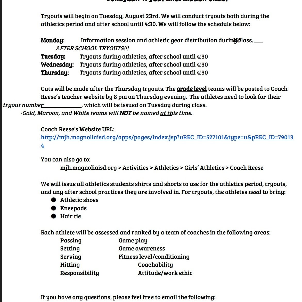 CoachMerlinMJH's tweet photo. MJH Volleyball Tryouts, next Tues, Wed, Thurs until 4:30pm https://t.co/Z8JOD6Mz8q