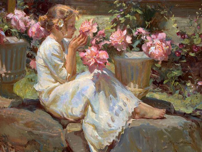 The flowers like me back. - John H. Carroll #quote #painting Daniel F.Gerhartz