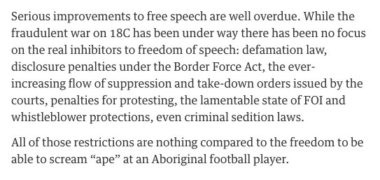 The defence of free speech is limited for the anti-18C brigade | Richard Ackland trib.al/8VBTVK9