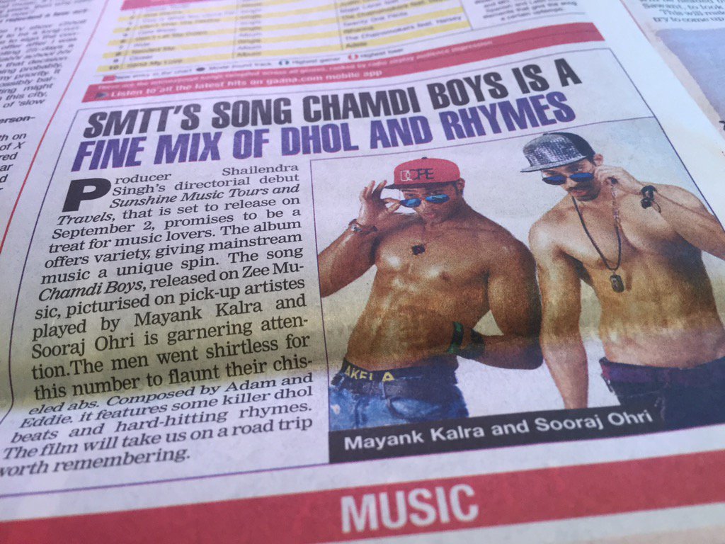 chamdi boys in the papers today!!!#smtt <a href="/ZeeMusicCompany/">Zee Music Company</a> <a href="/Bollyhungama/">BollyHungama</a> <a href="/PicturesPVR/">PVR INOX Pictures</a>