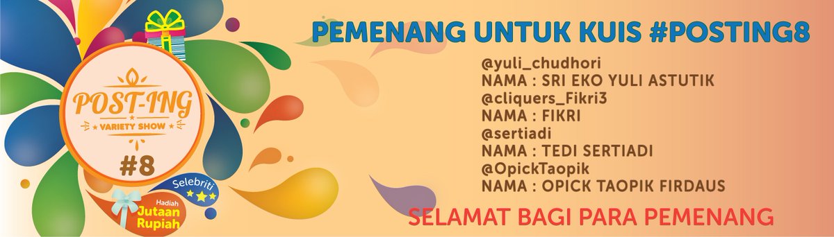 PosIndonesia's tweet photo. Selamat utk pemenang kuis #Posting8 !
Minggu depan kesempatan terakhir Sahabat Pos buat ikutan kuis POST-ING lho ! https://t.co/74xHPBy9v7