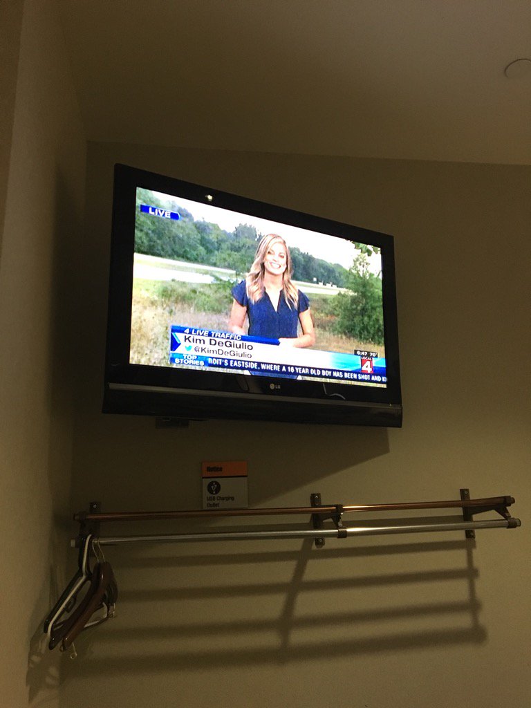 ClickOnHalston's tweet image. You can take the girl out of @Local4News but ya can't take the news out of the girl. Tuned the hospital TV to it!