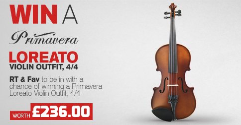 gear4music's tweet image. RT &amp;amp; Fav for a chance to win a Primavera Loreato Violin Outfit 4/4 ! Closes 26.8.16 at 12pm BST #FridayFeeling