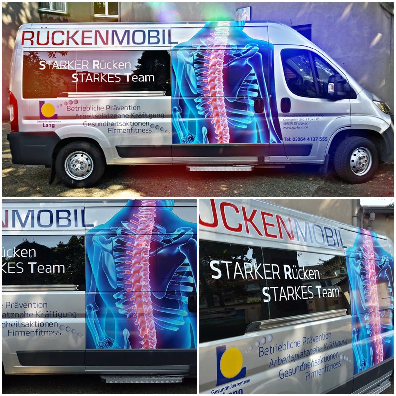 DueffelsDesign's tweet photo. #Werbetechnik für #Oberhausen #Folierung und #Digitaldruck für das Rückenmobil ;) #Beschriftung #Carwrapping https://t.co/AymMx9auS9
