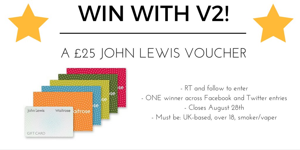 V2 Cigs on Twitter "Win a £25 John Lewis voucher just follow + RT