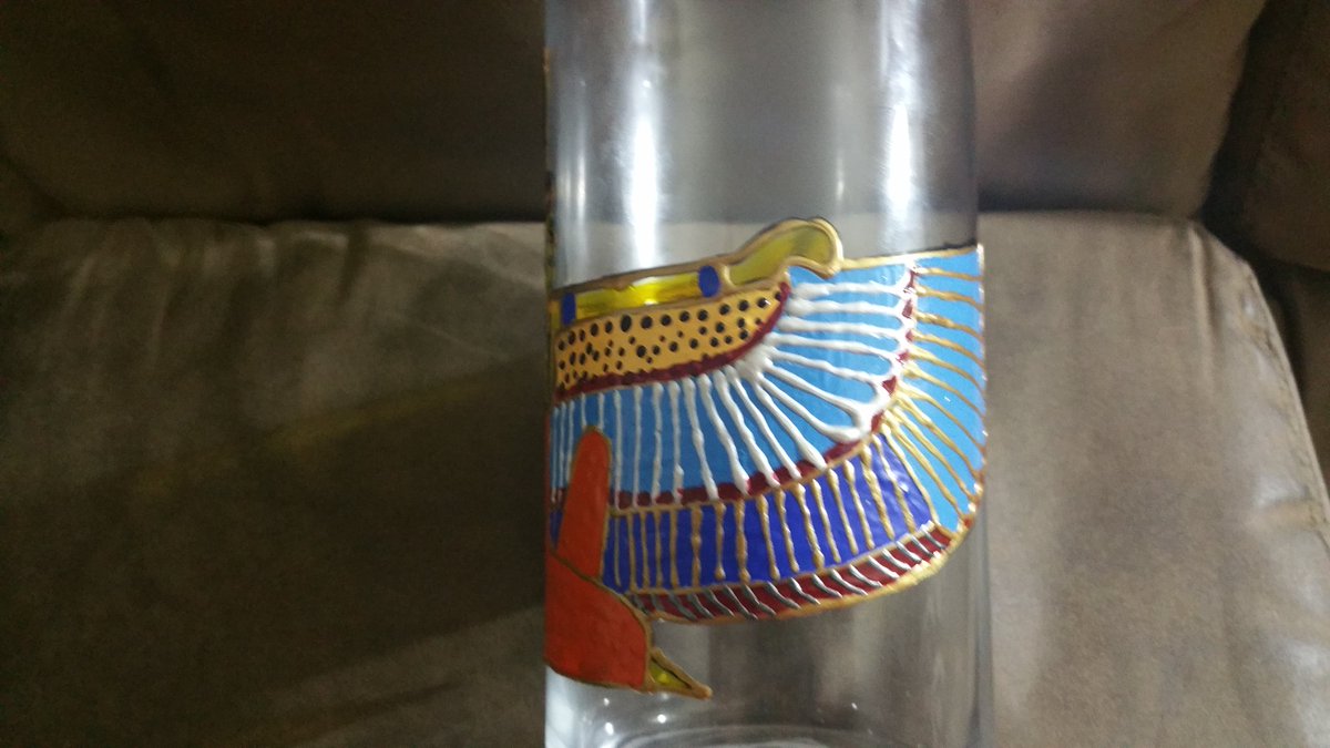 LillyTrasures's tweet photo. Maat goddess pharos vase #handmade #etsy #vase #glass #pharo #handpainted #gifs #lillytreasures #goddess #EGY #egypt https://t.co/6ItfZLljLc