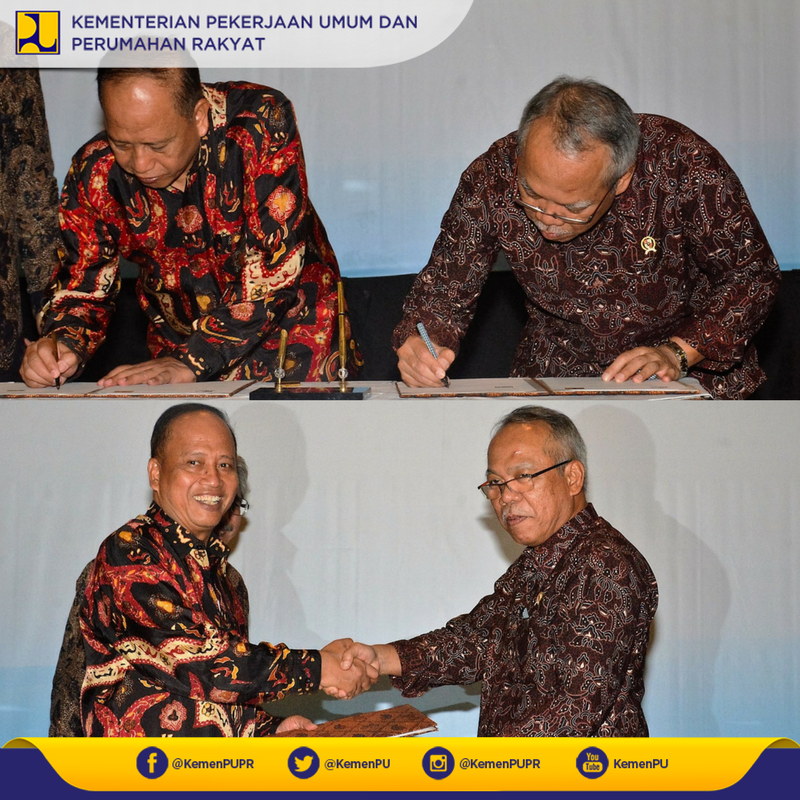 KemenPU's tweet photo. Menteri PUPR dan @menristekdikti menandatangani MoU penyelenggaraan program profesi insinyur @kemristekdikti https://t.co/Xwa3b3rHQ9