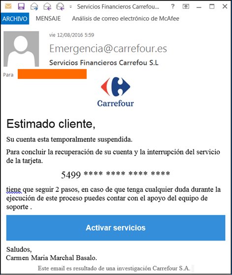 guardiacivil's tweet photo. .@osiseguridad avisa de intentos de phising a clientes de la tarjeta Carrefour Pass. Ojo. https://t.co/OsTNRRhruh https://t.co/0PUAUAjN17