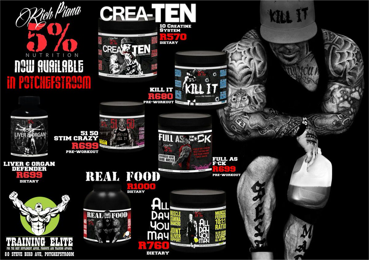 elite_za's tweet photo. NOW AVAILABLE IN POTCHEFSTROOM!!!!!
5% NUTRITION
#FivePercent #TrainingElite #RichPiana #CreaTen #AllDayYouMay https://t.co/jUVUcraeb9