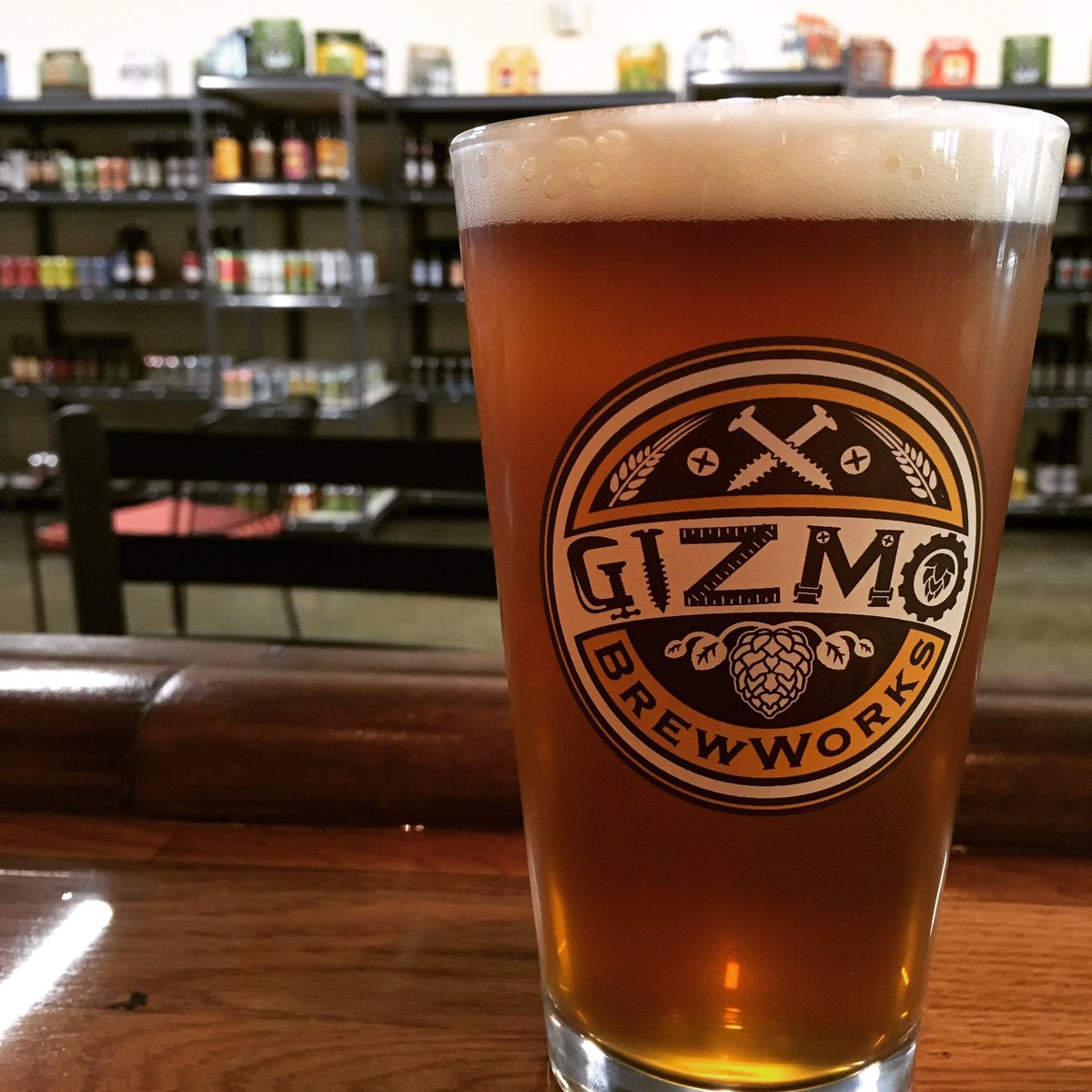 Gizmo pint glass with Gizmo purchase. While supplies last. <a href="/GizmoBrewWorks/">GizmoBrewWorks</a> #NCBevCo #drinklocal #ncbeer #pintglass
