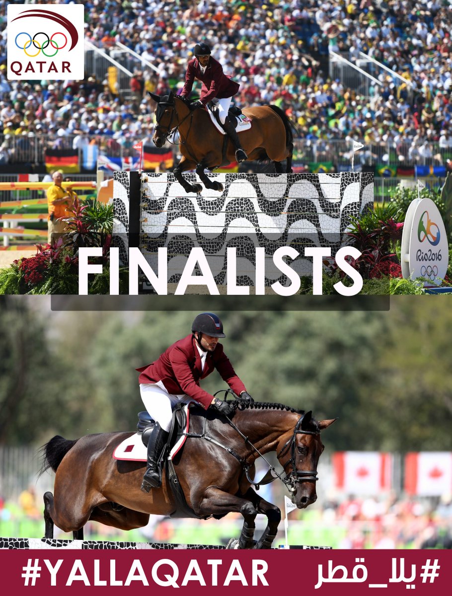 qatar_olympic's tweet photo. #TeamQatar Sheikh Ali (joint first!)and Ali Al-Rumaihi are in final show jumping round @ 7pm Doha time!#YallaQatar https://t.co/I2nveBusys
