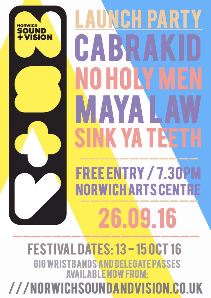 I'm getting involved early with <a href="/nsoundandvision/">Norwich Sound+Vision</a> <a href="/NorwichArtCentr/">Norwich Arts Centre</a> @noholymen <a href="/CABRAKID_/">CABRAKID</a> <a href="/mayalxw/">maya law</a> 26/09 FREE SHOW ! x