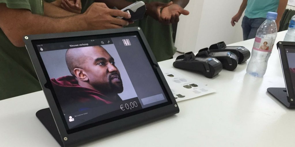 LightspeedHQ's tweet image. Kanye West #PabloStore in Amsterdam works with Lightspeed Retail iPad POS. See pictures: bit.ly/2byAE7c