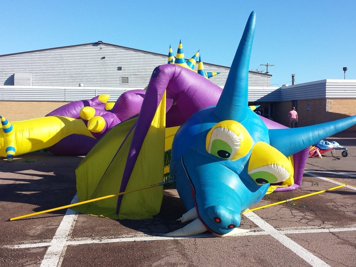 Serpent balloon being inflated to the Gold Cup Parade #pei