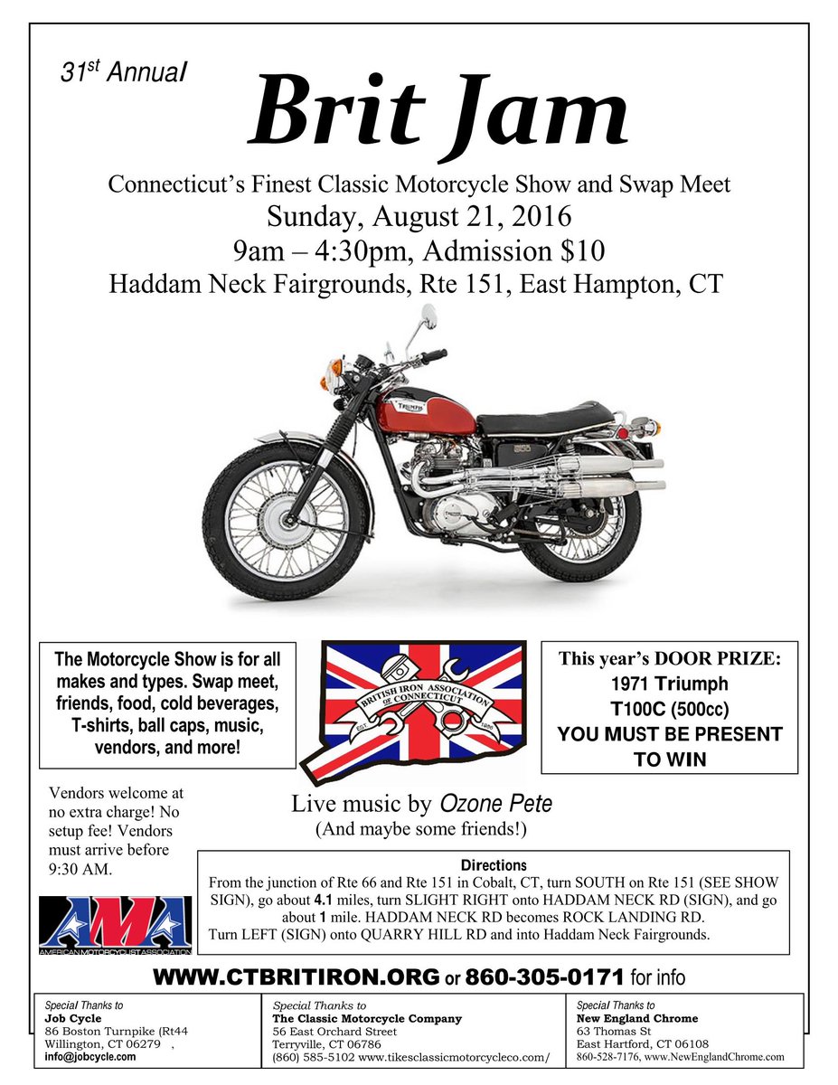 We'll be at Brit Jam 2016, on Sun. Aug 21, from 9am-4:30pm, Come on down, and see some great bikes! #BikerWax #Biker