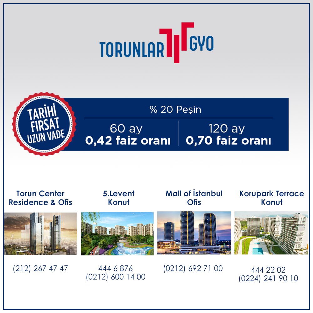 TorunlarGYOtr's tweet photo. Torunlar GYO’nun prestijli projelerinde tarihi fırsat devam ediyor. https://t.co/OW74M6ox4a