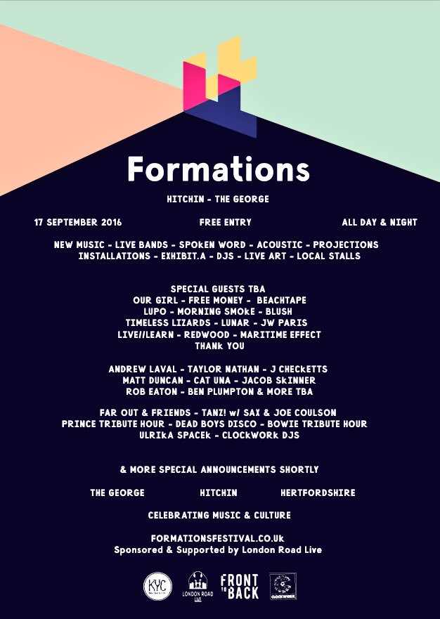 Happy to reveal the first Formations lineup - 17/09/16 - Hitchin! 🎈🎪👀