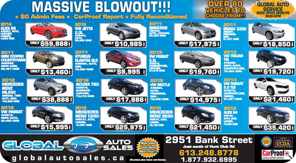 #GLOBALAUTOSALES #MASSIVEBLOWOUT #OTTCITY #MINICOOPER #HONDA #INFINITI #HYUNDAI