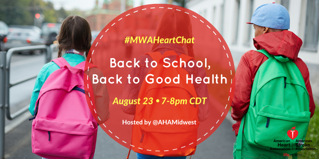 AHAKansas's tweet photo. .@HWCWichita we invite you to join the #MWAHeartChat next Tuesday, great tips for #backtoschool! https://t.co/4GMo5wO7MH