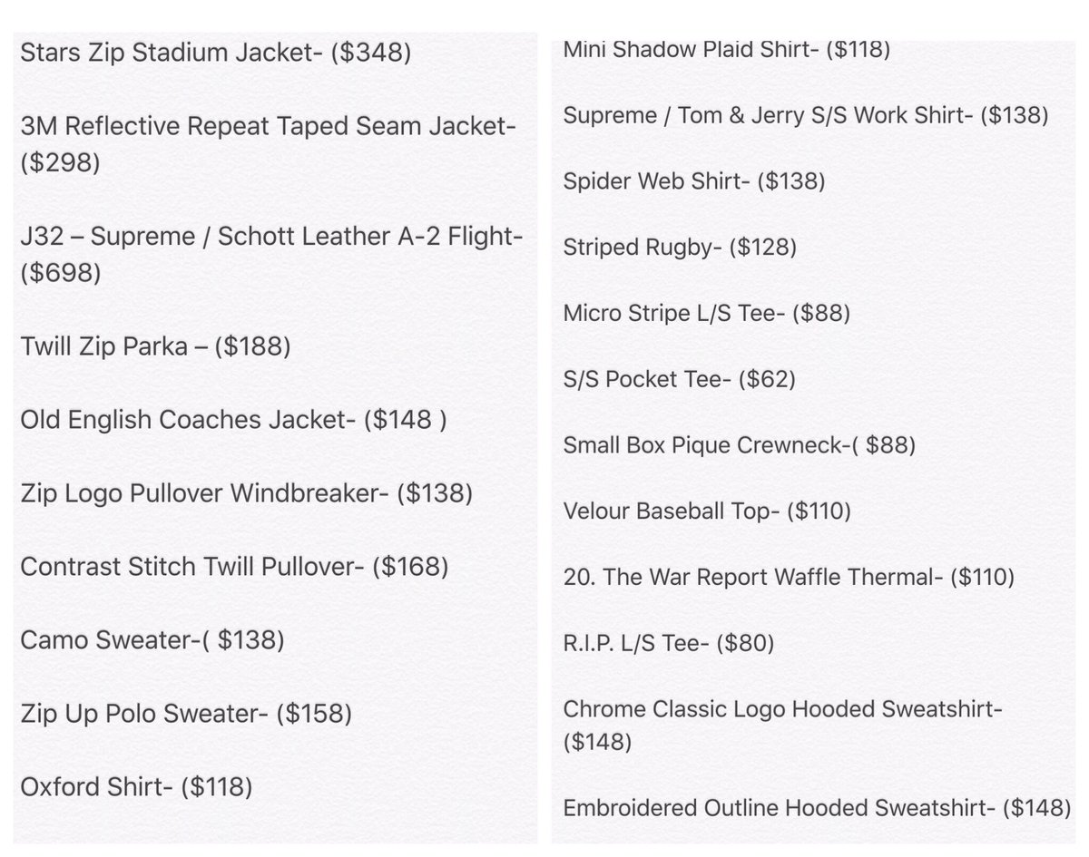 supreme retail price