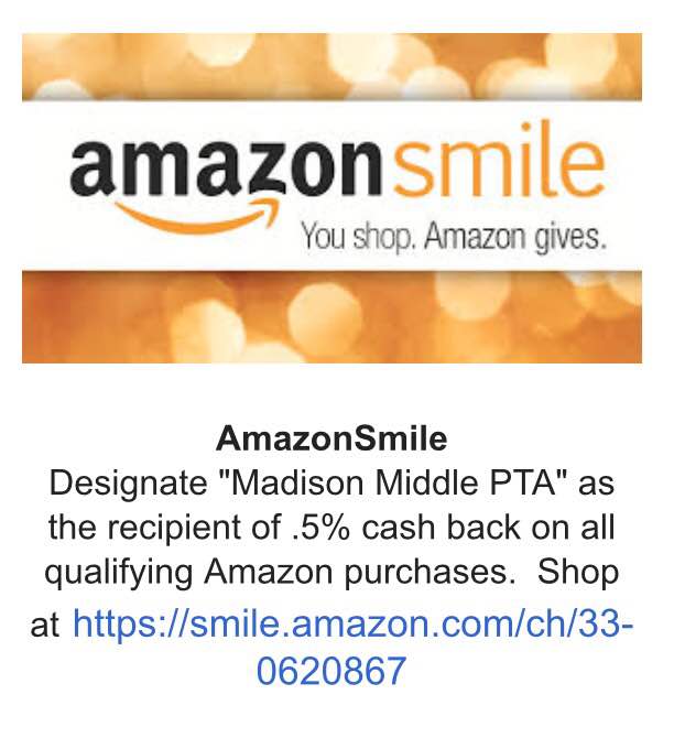 MadisonPta's tweet photo. Amazon Smile-earn money for @MadisonPta 
https://t.co/bFdzcJNq9w @amazonsmile #PTAProud  #easiestthingyouodoallday https://t.co/bUecBvpmp5