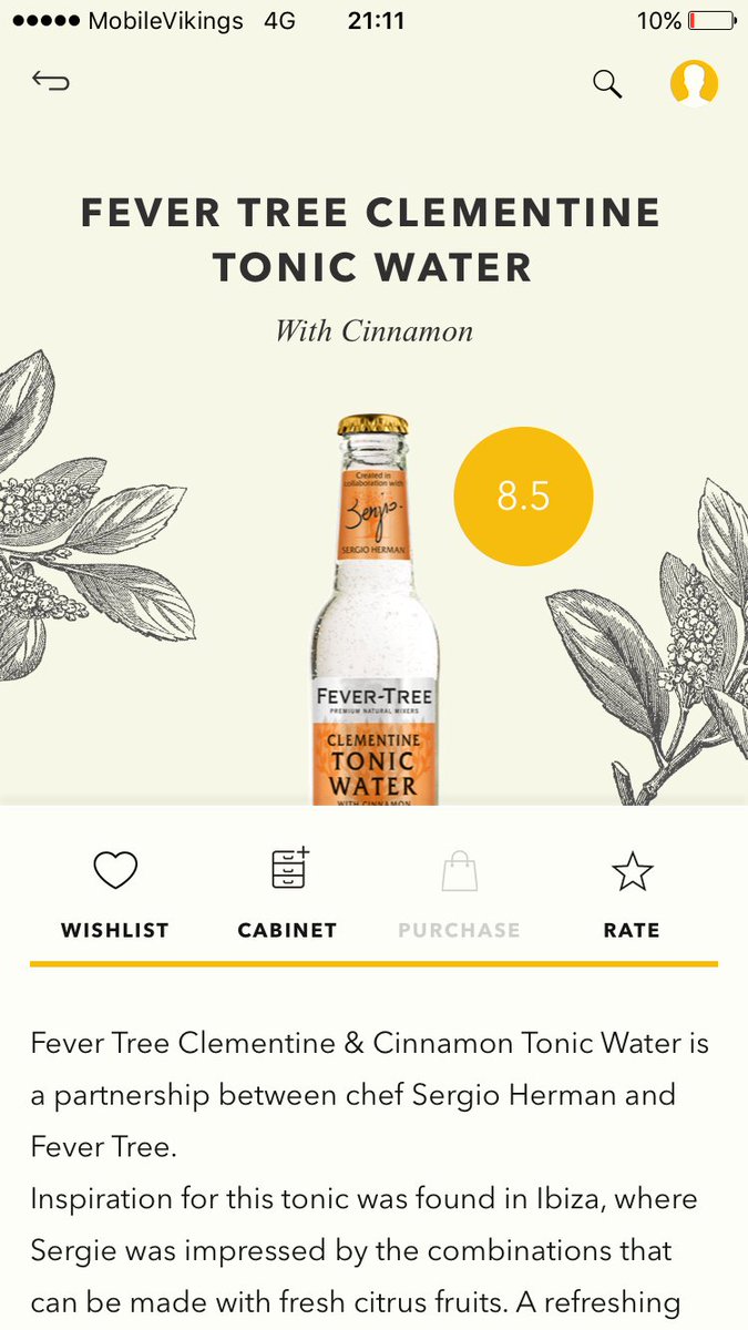 The <a href="/FeverTreeMixers/">Fever-Tree Mixers</a> &amp; <a href="/SergioHerman/">Sergio Herman</a> created a unique Clementine &amp; Cinnamon Tonic Water! Now in our app. #gintonic