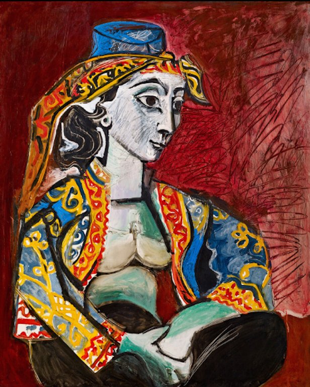 DavidFinearts's tweet photo. Pablo Picasso..and his last muse ...Jacqueline en Costume Turc (Jacqueline in Turkish Dress), Nov. 20, 1955. https://t.co/t6Q7b8HigW