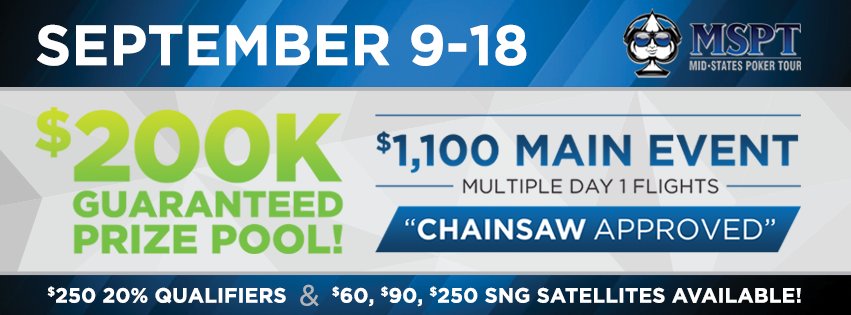 RunAcesPoker's tweet photo. RT by Aug 22 for a chance to win 1 of 2 $65 MSPT Satellite Seats! 18+ only,no purchase req. #AcesPoker #MSPT https://t.co/RLrY8J6n6n