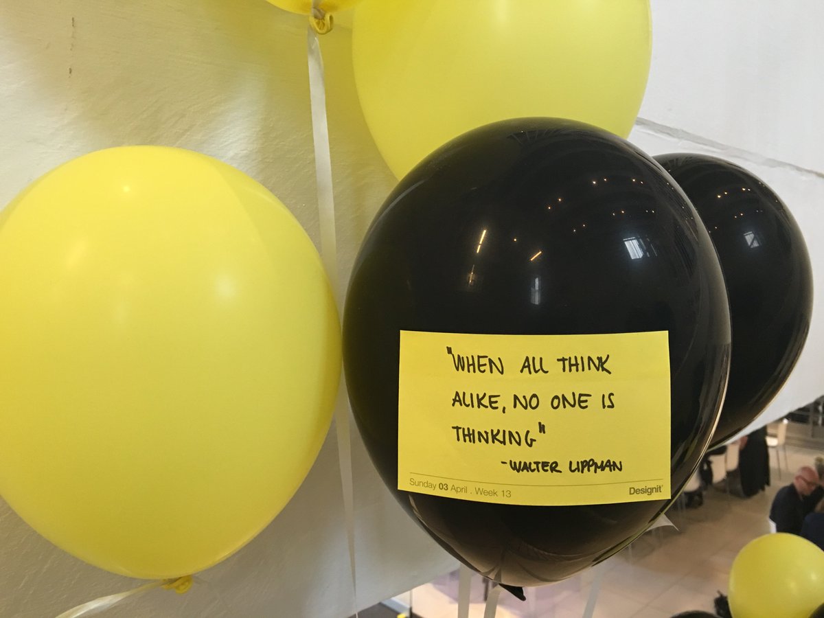 Designit's tweet photo. #TipOfTheDay: 'When all think alike no one is thinking'. #TipsForInnovation #Design #Designit #FridayFeeling https://t.co/cyISuCkZWg