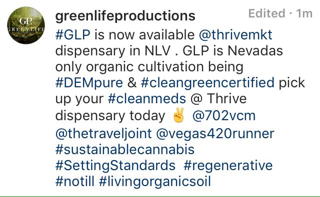 Vegas420Runner's tweet photo. Be sure to stop by @THRIVEmkt to pick up the latest organic buds from @GLPNV #notill #glp #glpnv #vegas420runner https://t.co/WAH777UHPC