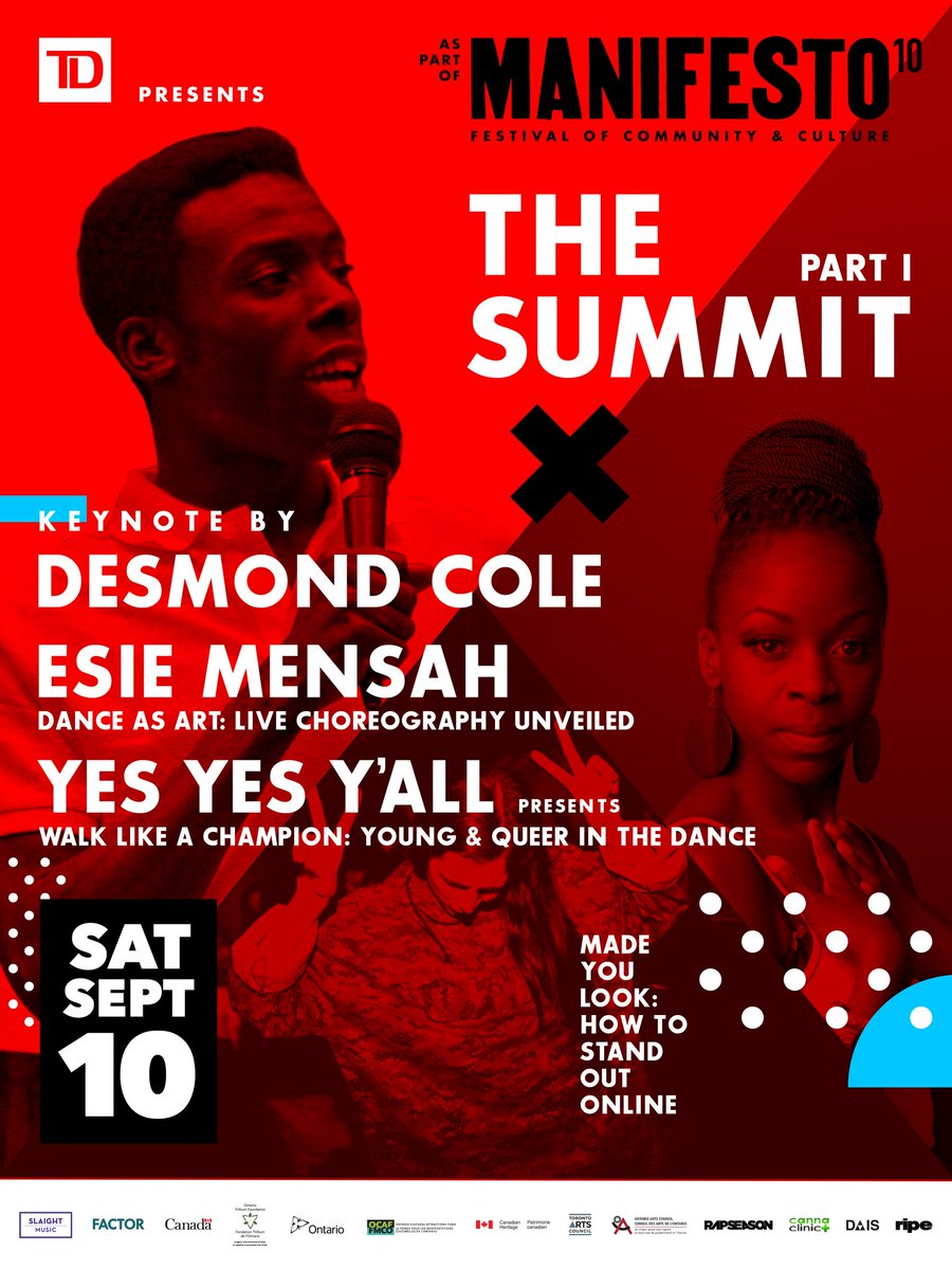 Manifesto_TO's tweet photo. The Summit is a 3 day series of keynotes and workshops created to empower the next generation of artists #MNFSTO10 https://t.co/dQCWGjpPgU