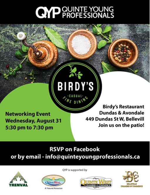 TrenvalCFDC's tweet photo. Join @QuinteYP at one of the regions newest restaurants. Enjoy light refreshments and their south facing patio! https://t.co/eDsIiHajuL