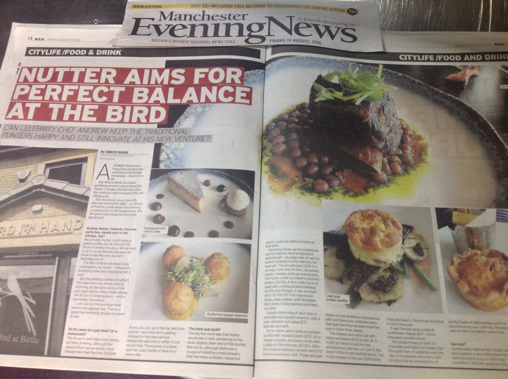 TheBirdatBirtle's tweet photo. 2 months open and delighted to receive this review in today's @MENnewsdesk #TheBirdIsFlying https://t.co/l5EBpgiLV5 https://t.co/HORwjVGW7i