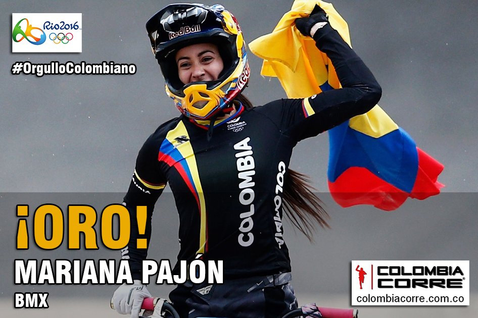 #Rio2016 Oro! Oro! para Mariana Pajón en #BMX #ReinaDelBMX #OrgulloColombiano #Histórico