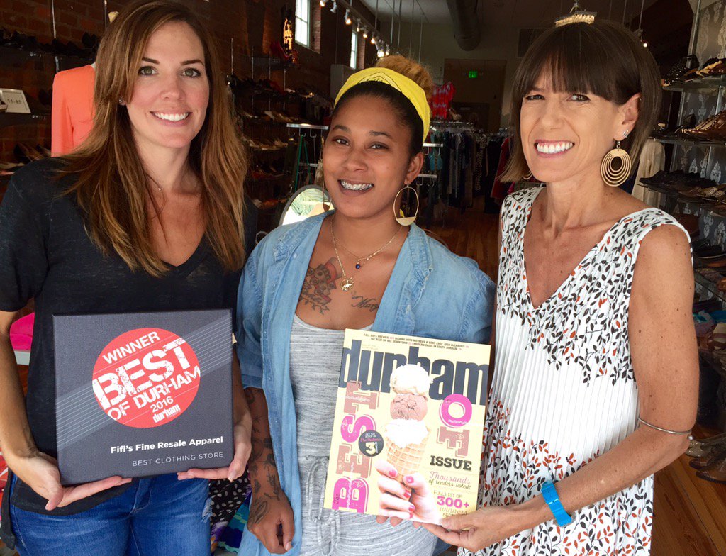 MelissaCrane_18's tweet image. Congrats Fifi's of #Durham, voted #BestClothingStore! #BestofDurham #shoplocal  Check out the 50% Sale every day!