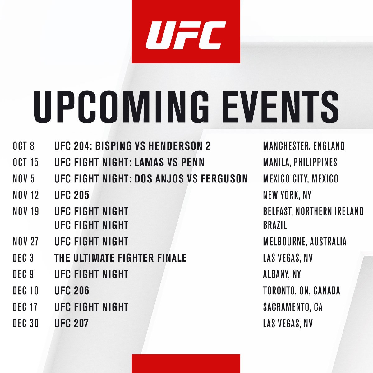 We got fights! Checkout out the rest of the #UFC2016 lineup!