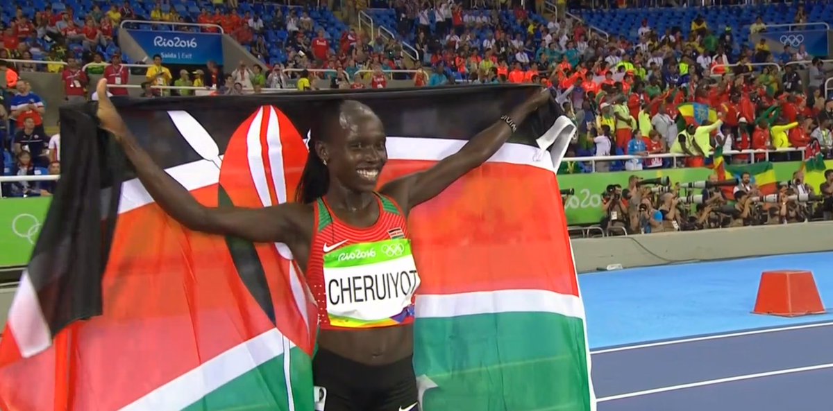 FloTrack's tweet image. Vivian CHERUIYOT #KEN is the first Kenyan EVER to win the women's 5k Olympic gold breaking 3 straight years of #ETH!
