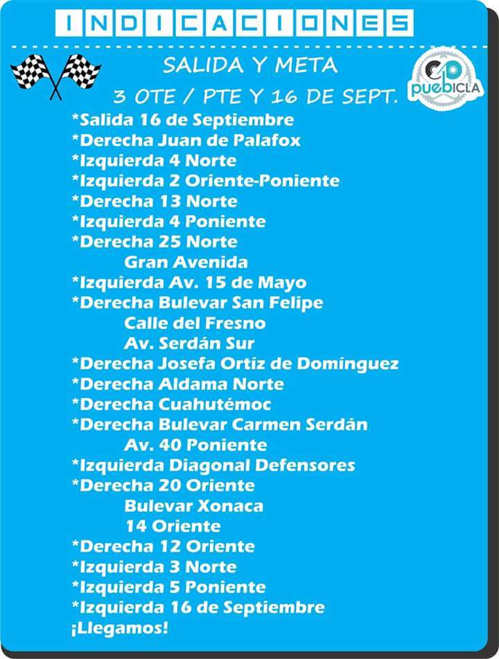 PUEBICLA's tweet photo. Buenas tardes amigos. les compartimos la ruta de hoy 🚲  🚲 https://t.co/qjkk3dV4nP